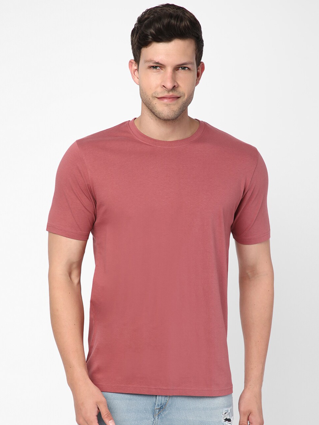 

R&B Round Neck Cotton T-shirt, Pink