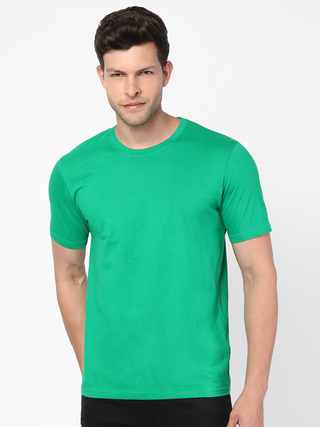

R&B Round Neck Cotton T-shirt, Green