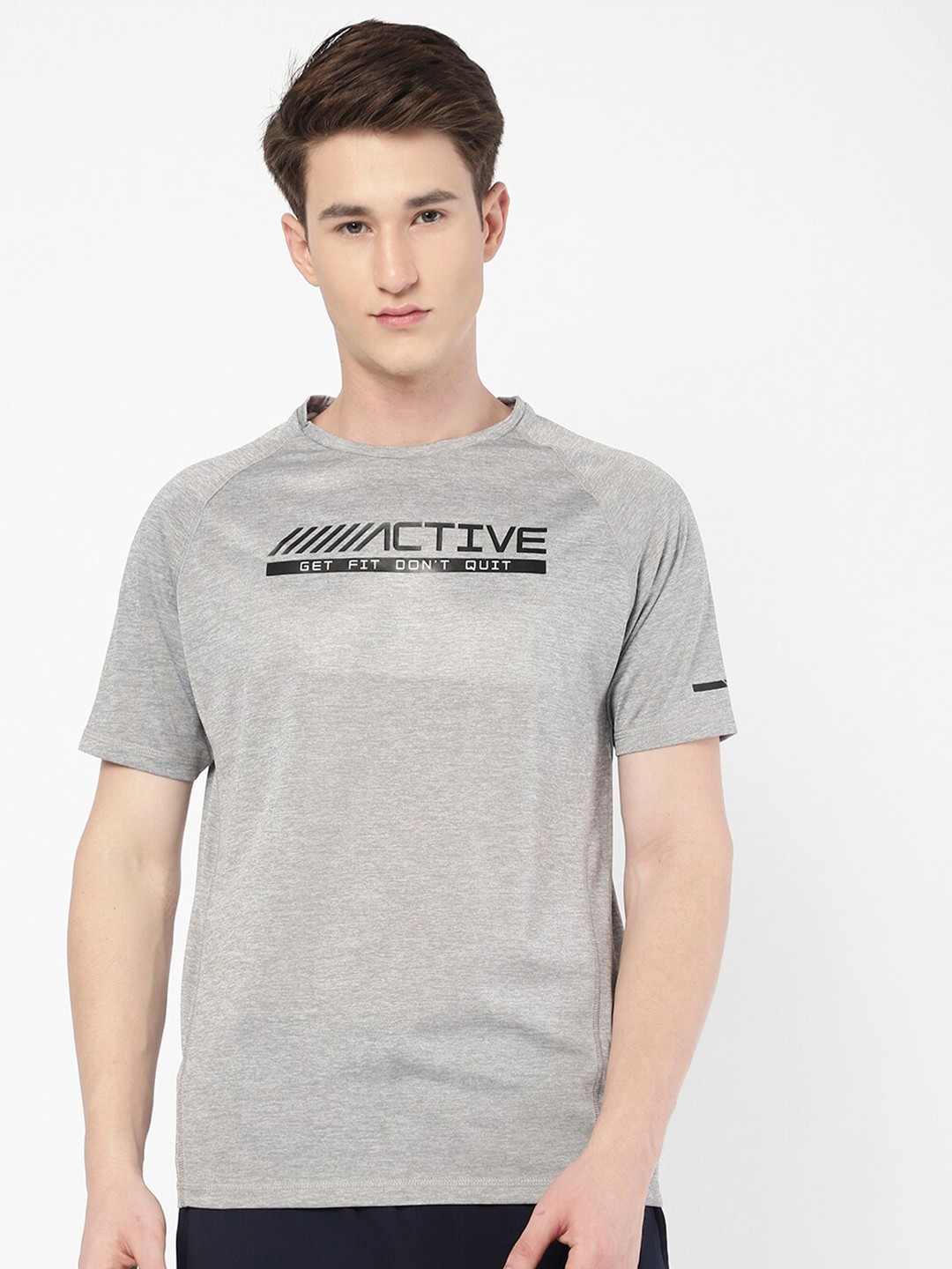 

R&B Raglan Sleeves Typography Printed T-shirt, Grey