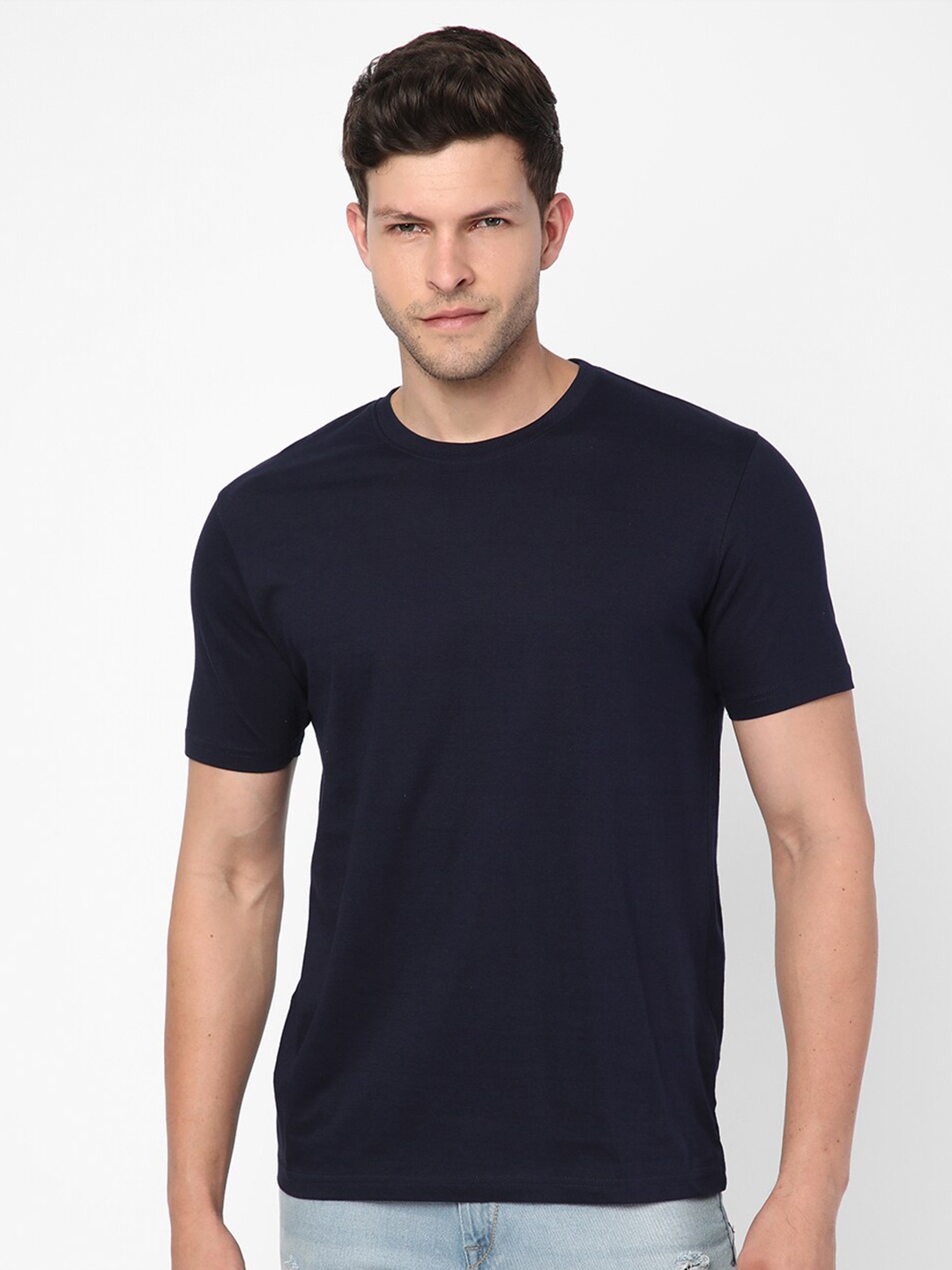 

R&B Short Sleeves Indigo Cotton T-shirt, Navy blue