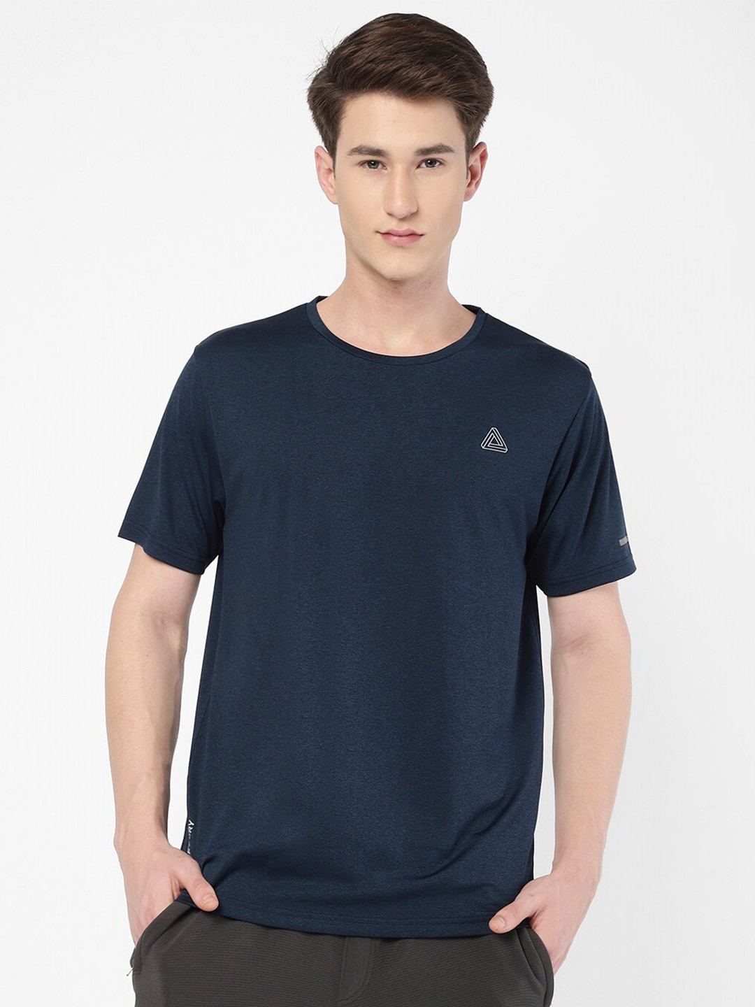 

R&B Men Round Neck Cotton T-shirt, Blue