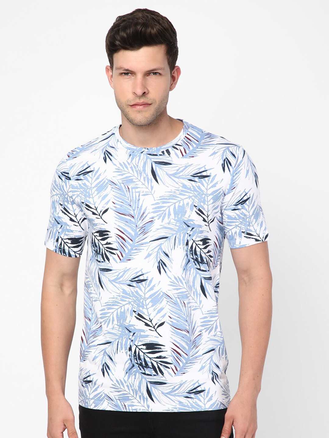 

R&B Tropical Printed Cotton T-shirt, White