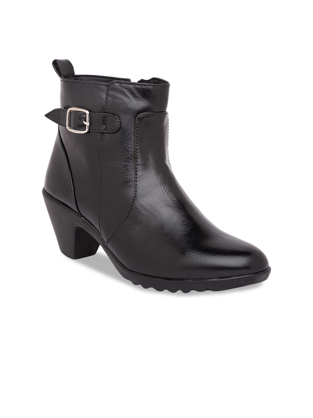 

Rocia By Regal Women Textured Mid Top Block-Heeled Boots, Black