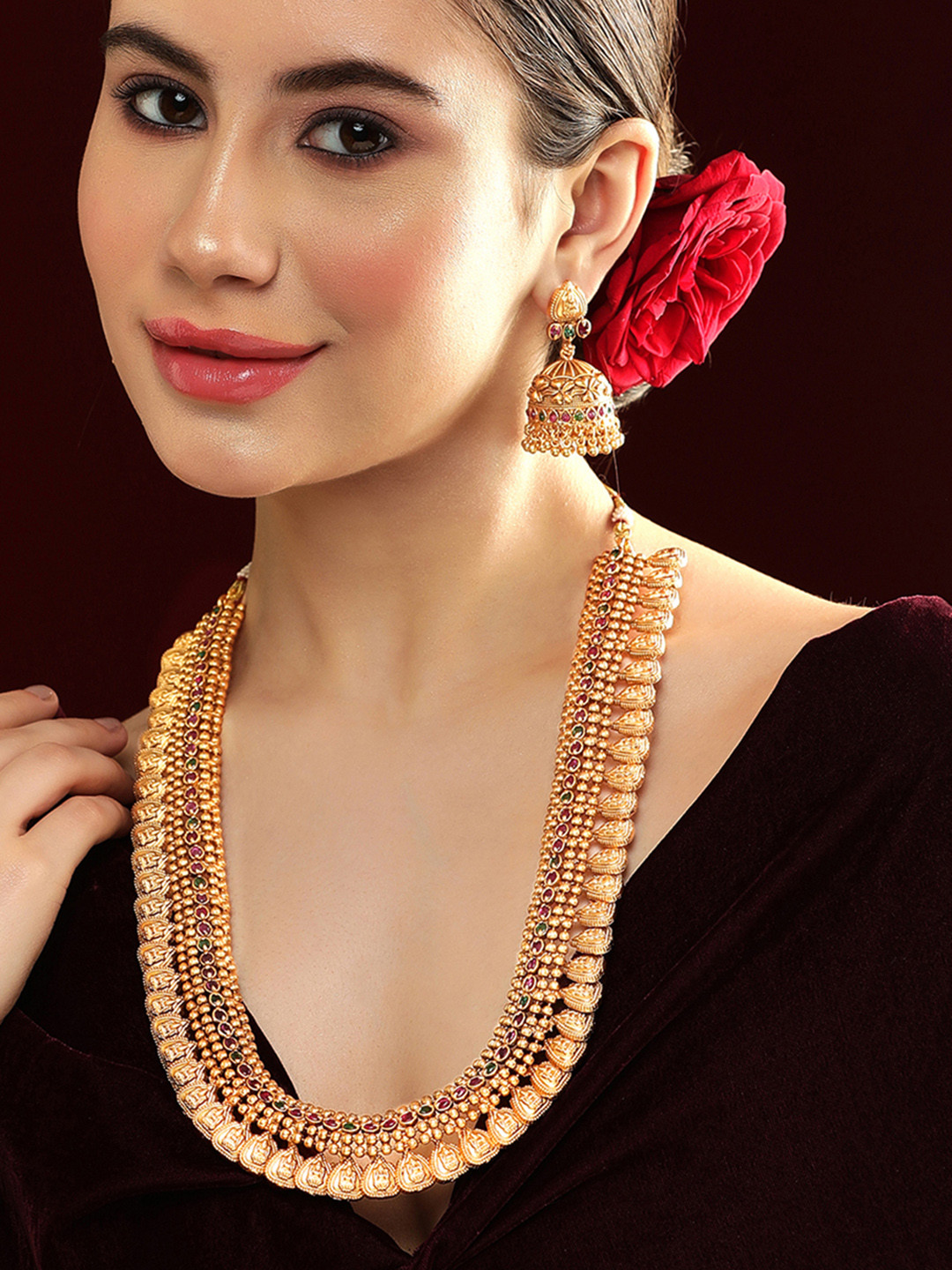 

Rubans 22K Gold-Plated Temple Jewellery Set