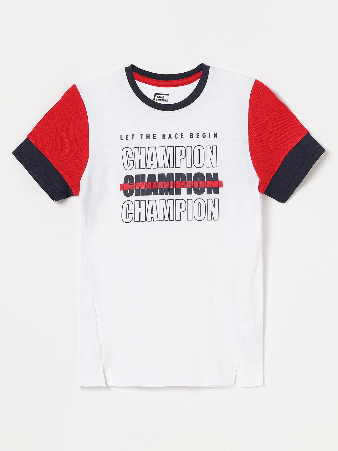 Fame Forever by Lifestyle Boys Typography Printed Pure Cotton T-shirt, White