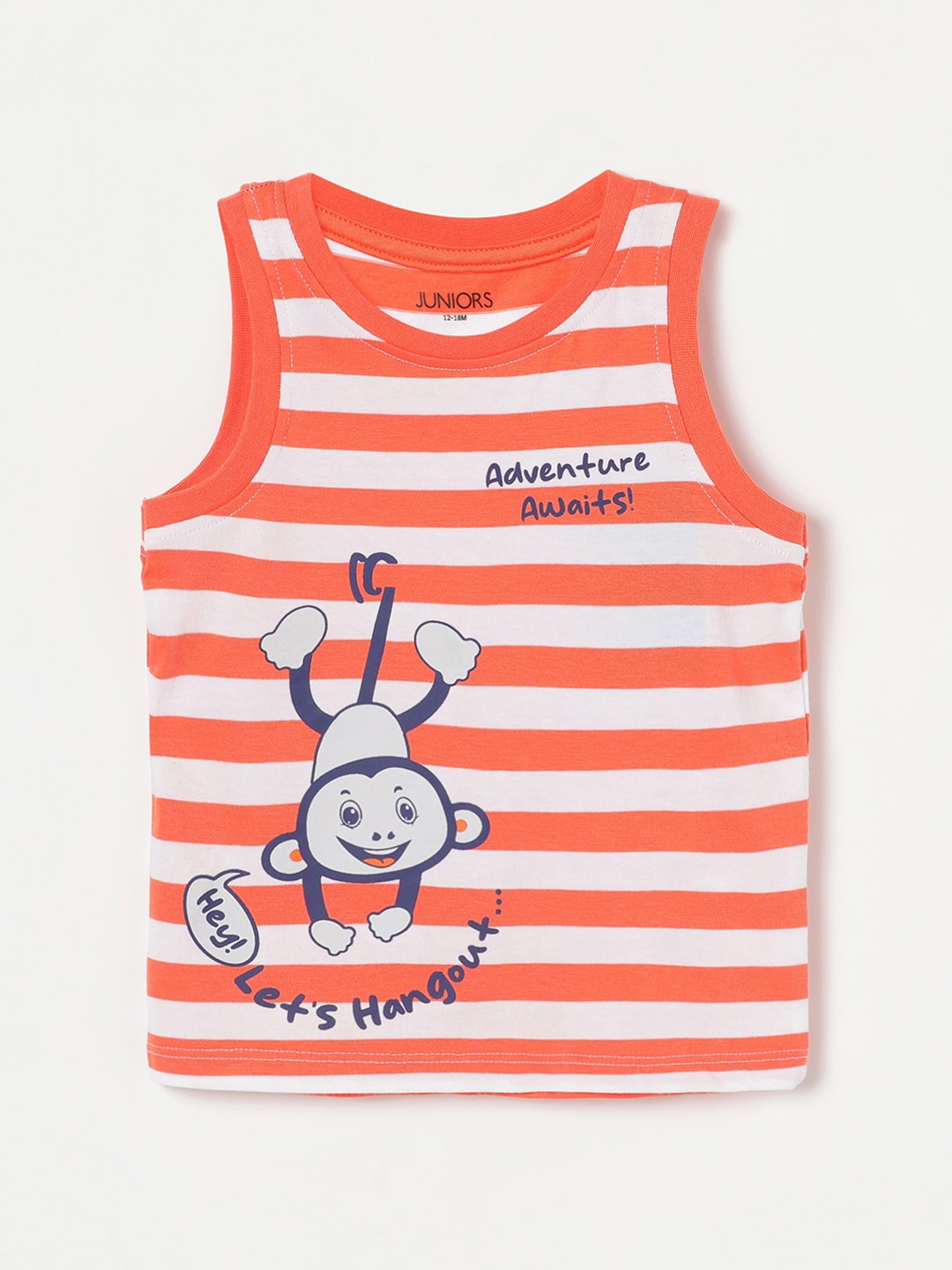 

Juniors by Lifestyle Boys Striped Pure Cotton T-shirt, Orange