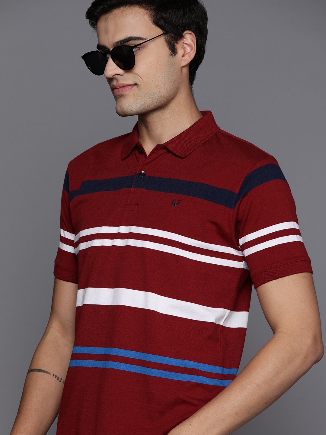 

Allen Solly Tribe Striped Polo Collar T-shirt, Maroon