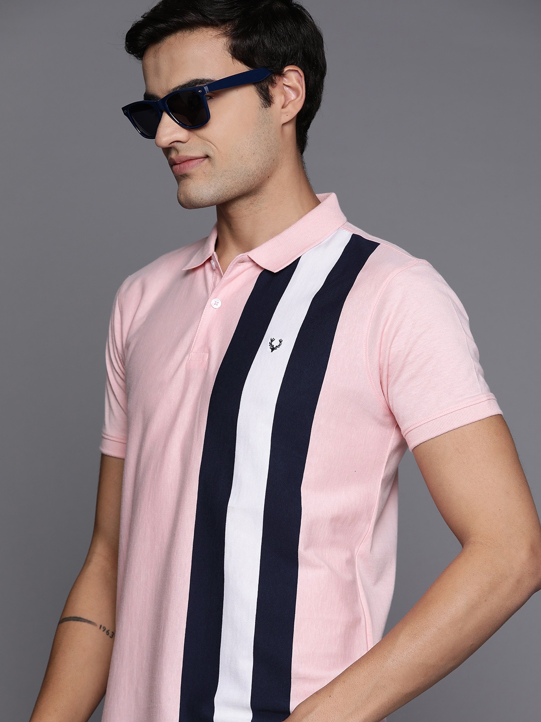 

Allen Solly Tribe Men Striped Polo Collar T-shirt, Pink