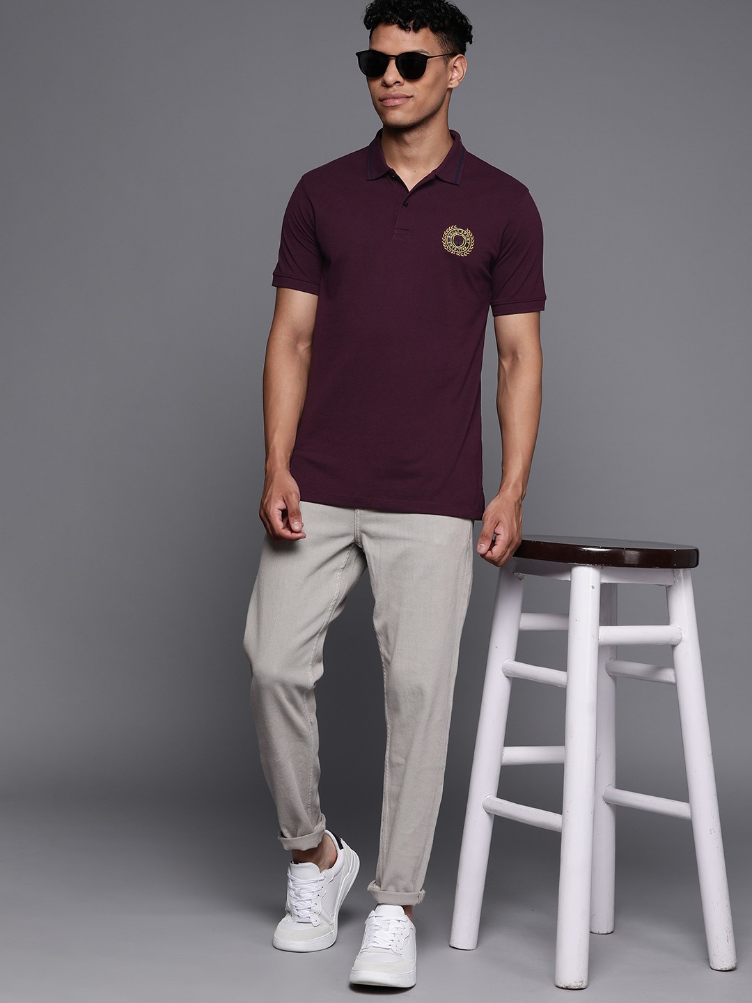 

Allen Solly Tribe Men Polo Collar Applique T-shirt, Purple