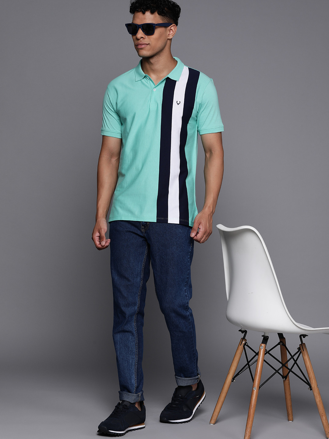 

Allen Solly Tribe Striped Polo Collar T-shirt, Sea green