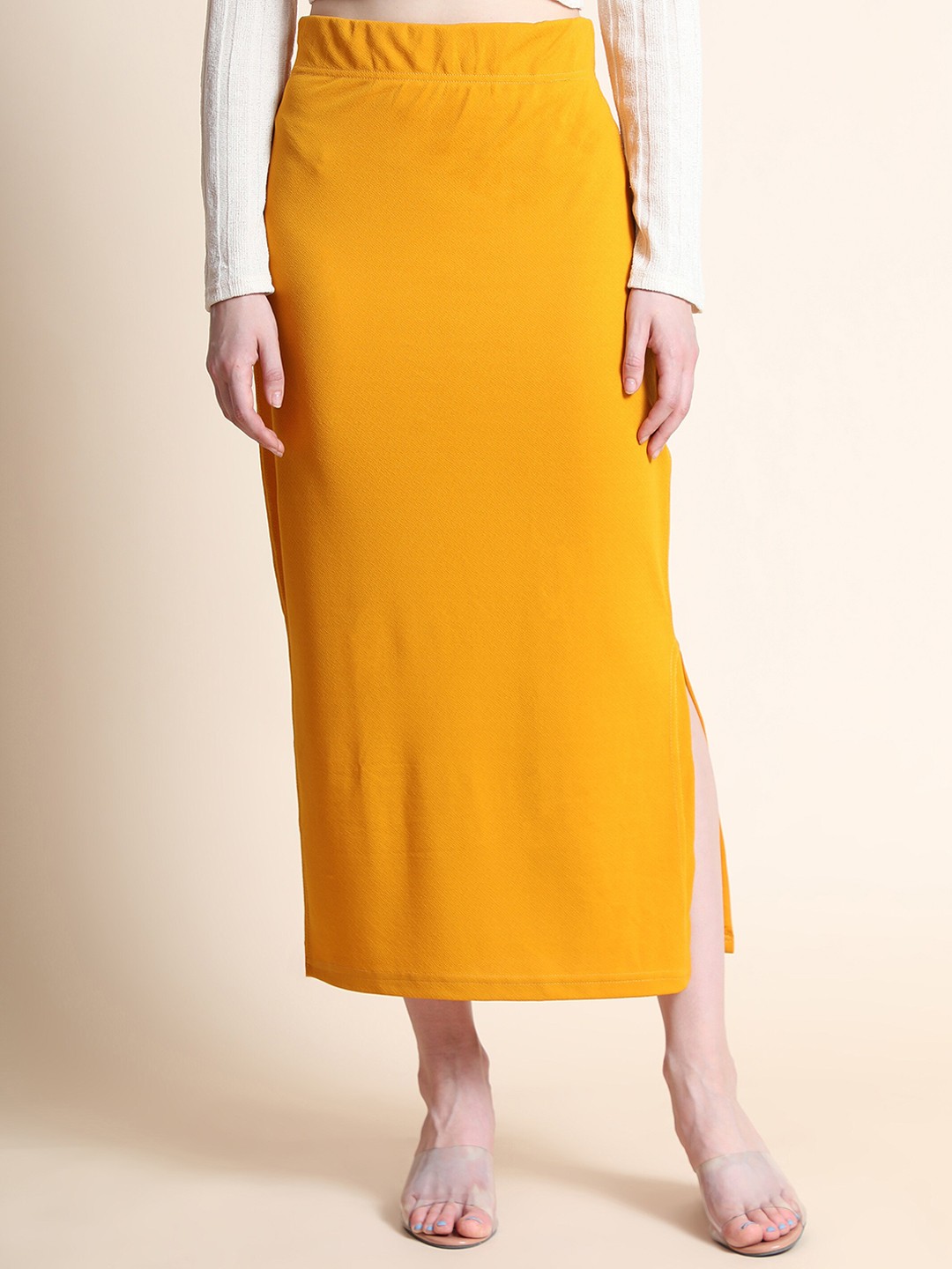 

Ekta Textiles Cotton Lycra Saree Shapewear, Mustard