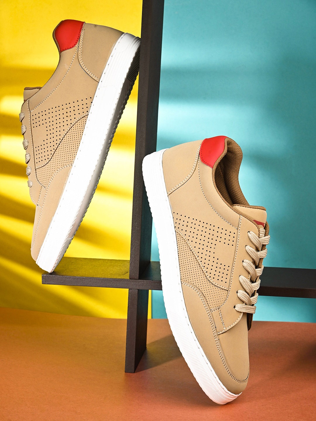 

Slazenger Men Perforation Lace-Ups Round Toe Sneakers, Beige