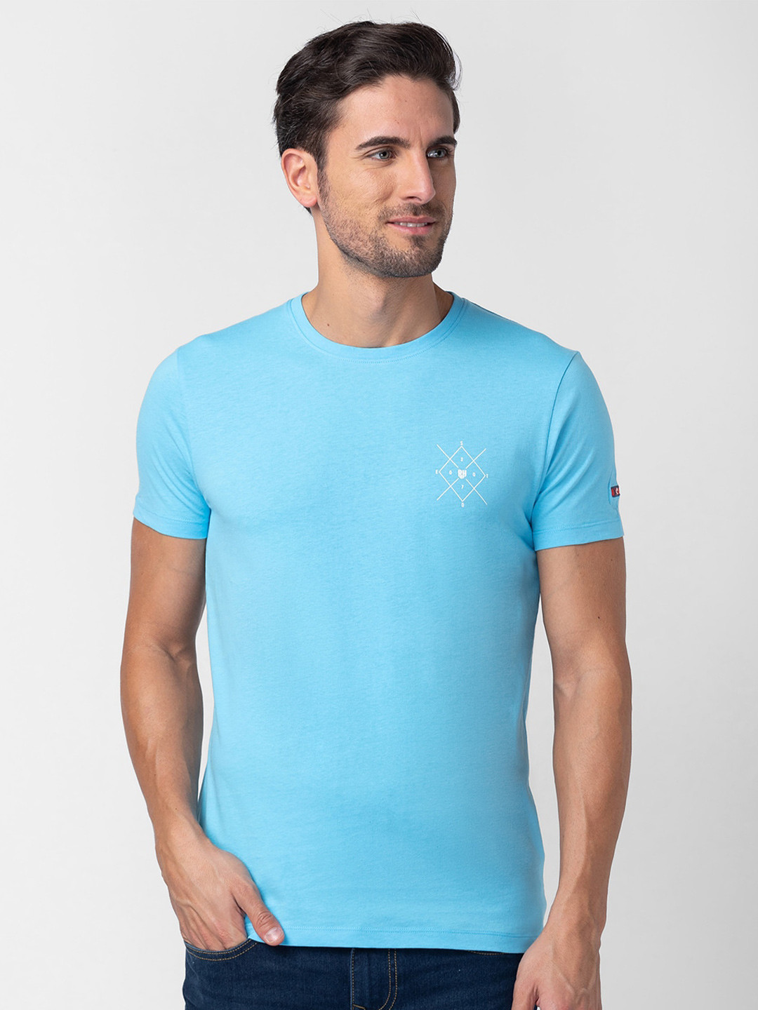 

Being Human Round Neck Pure Cotton Slim Fit T-shirt, Blue