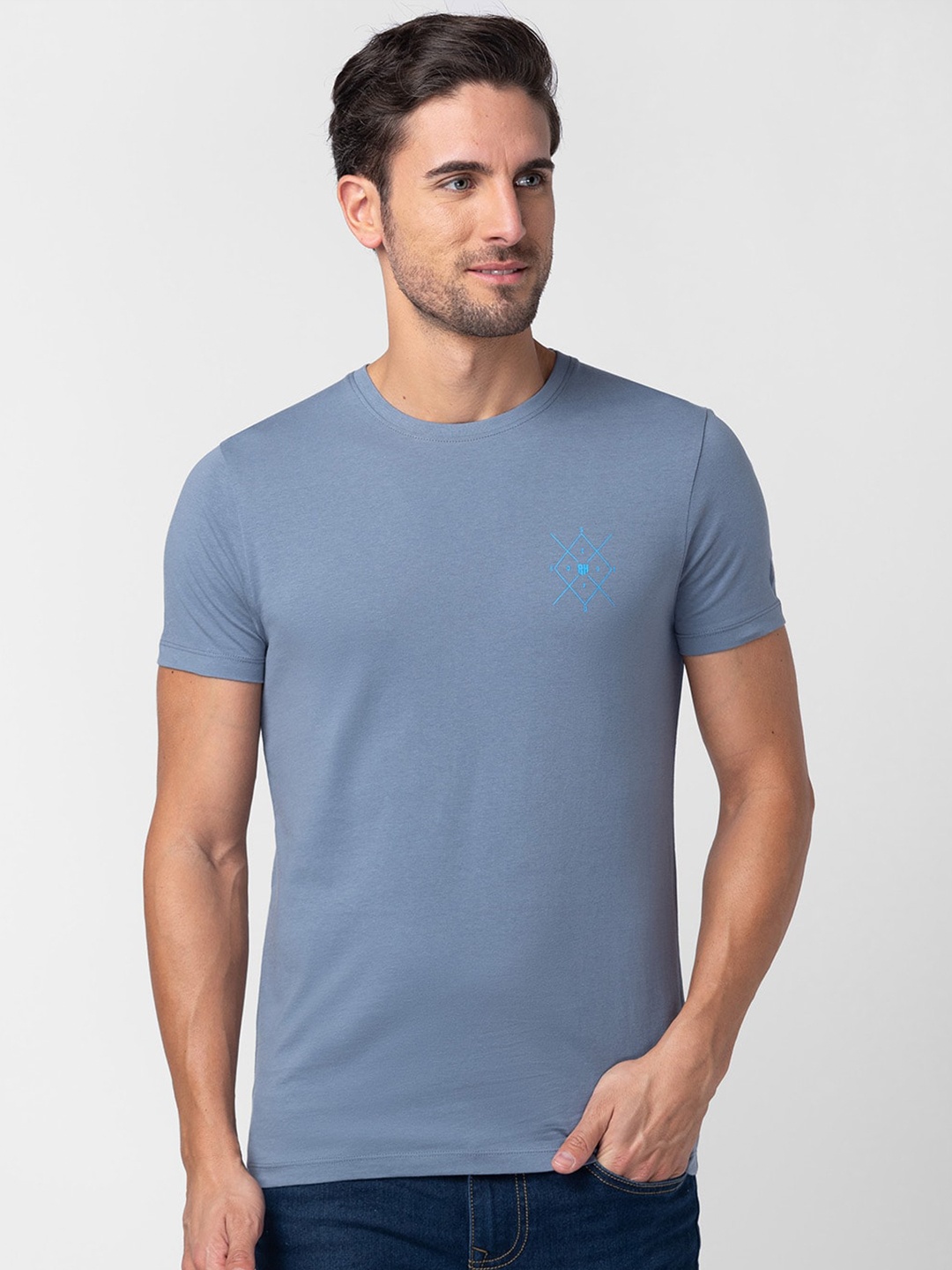 

Being Human Round Neck Pure Cotton T-shirt, Blue