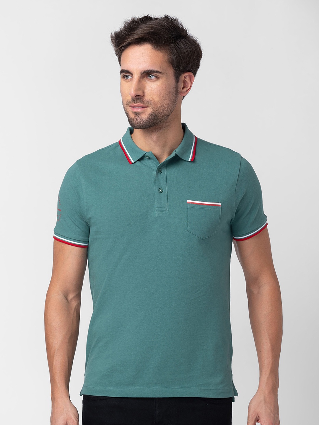 

Being Human Polo Collar Pure Cotton T-shirt, Green