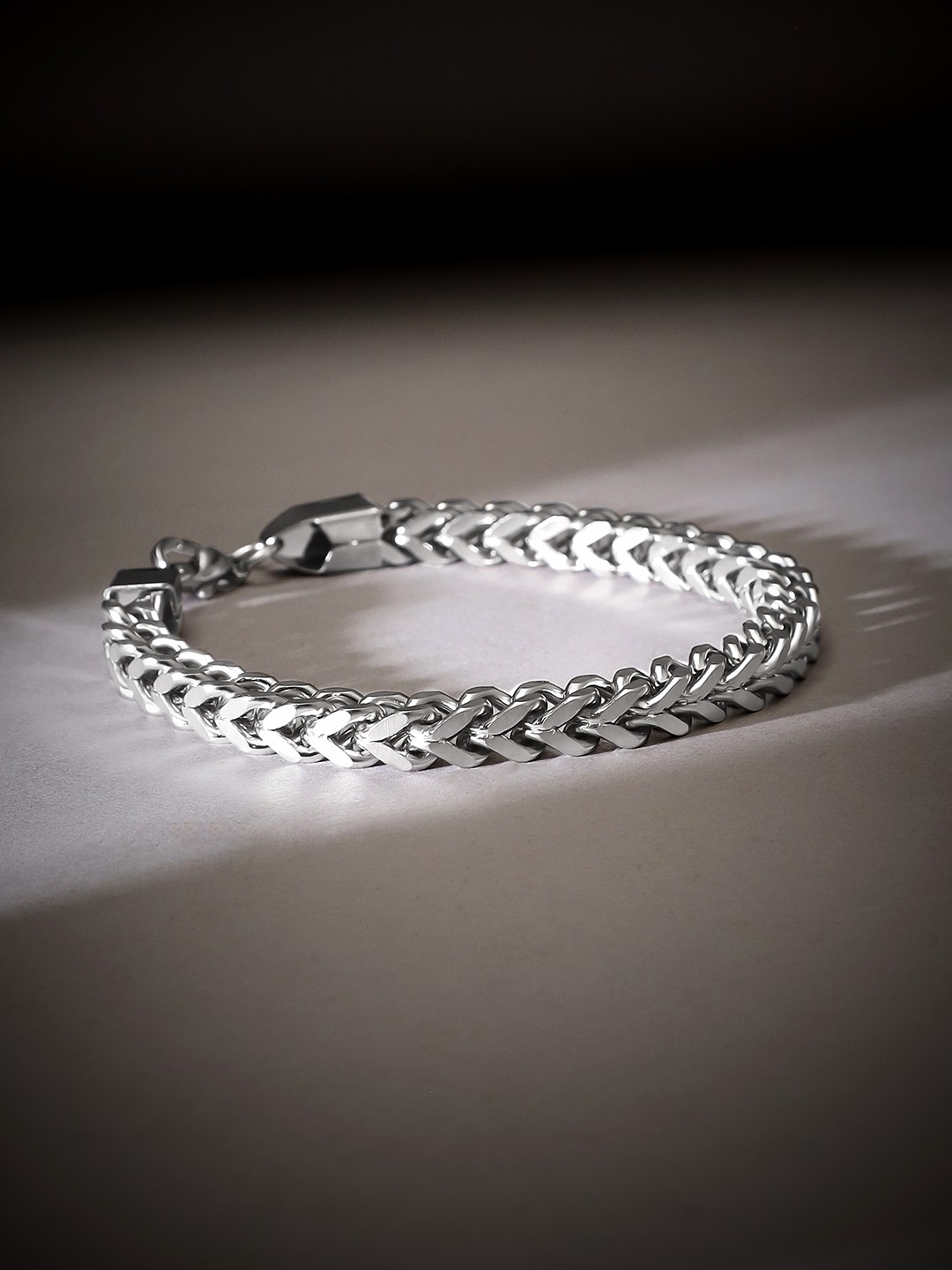 

Roadster Men Silver-Plated Braided Chain Bracelet