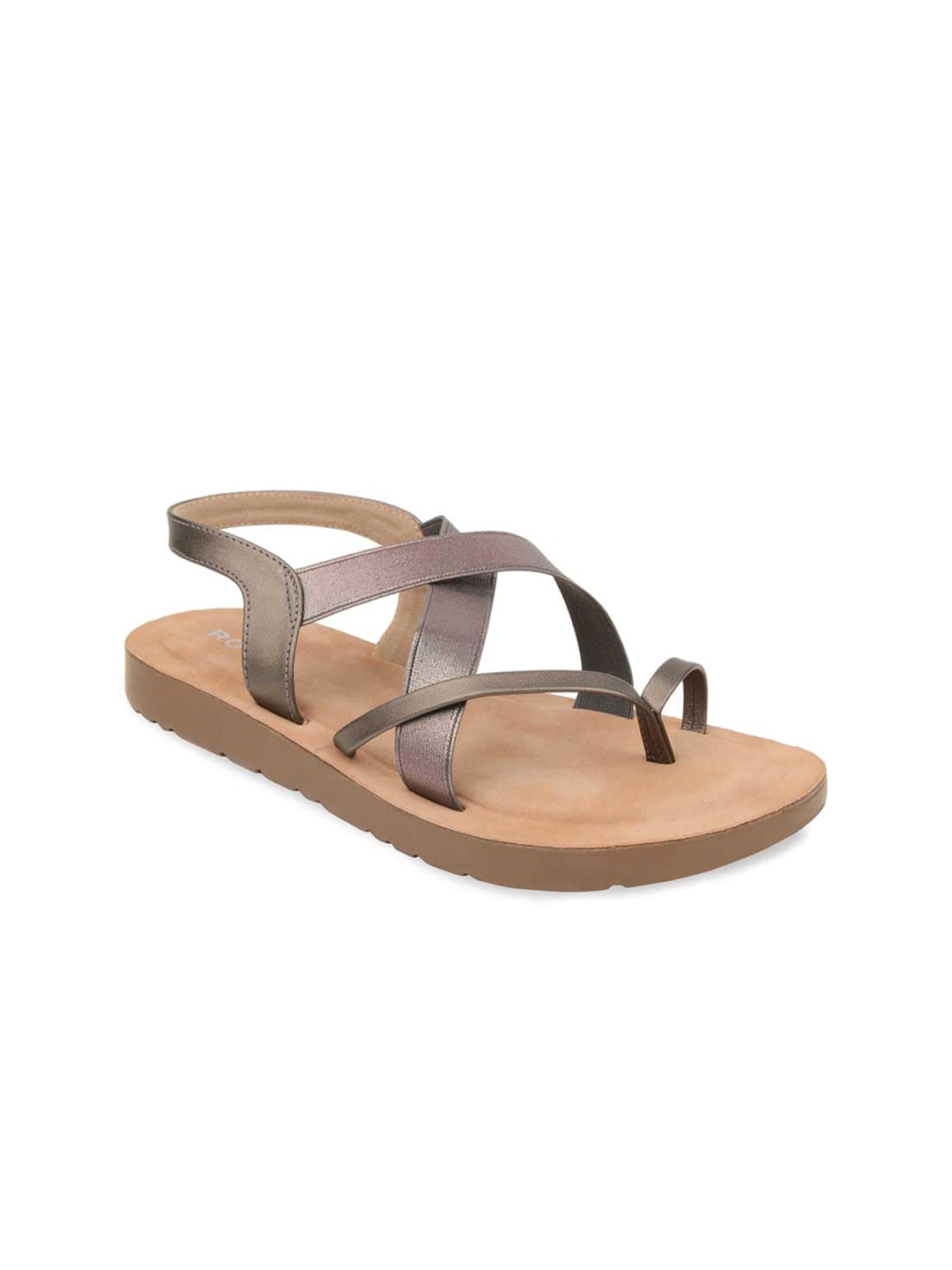 

Rocia Textured Criss-Cross Strap One Toe Flats, Metallic