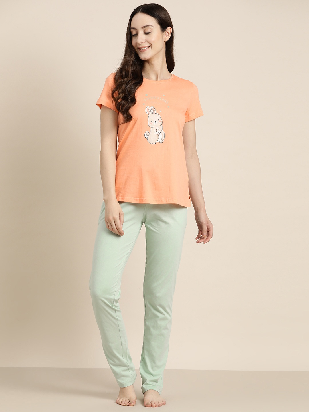 

Sweet Dreams Conversational Printed Pyjamas Set, Peach