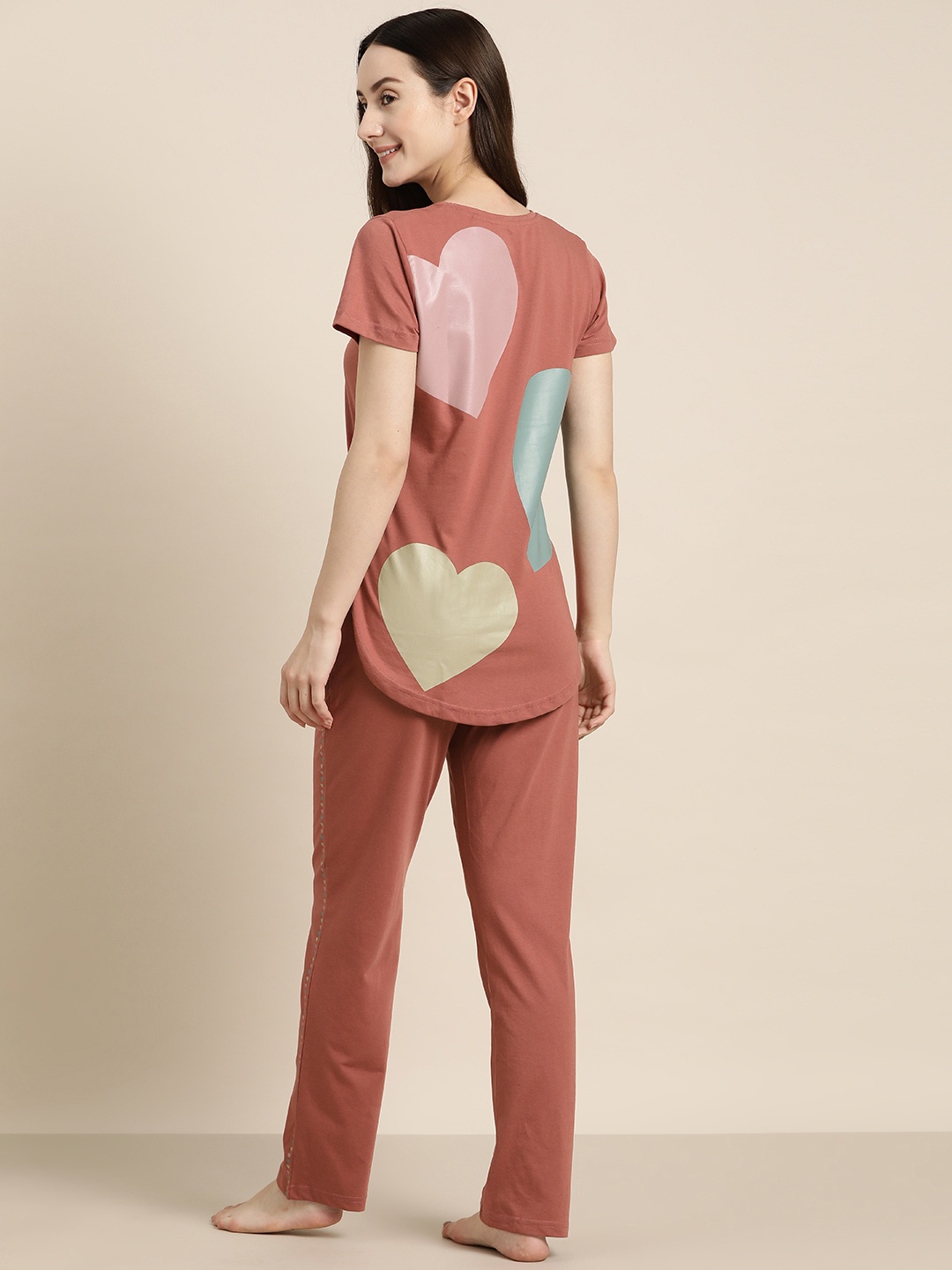 

Sweet Dreams Conversational Printed Pyjamas Set, Rust