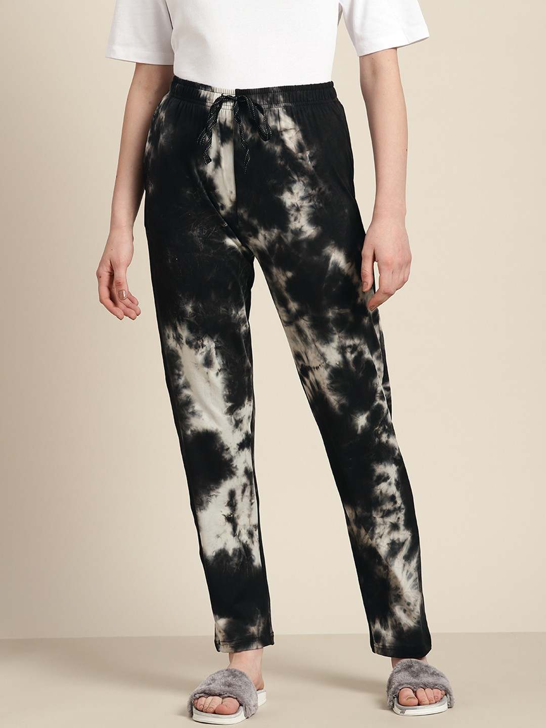 

Sweet Dreams Women High-Rise Dyed Straight Lounge Pants, Black