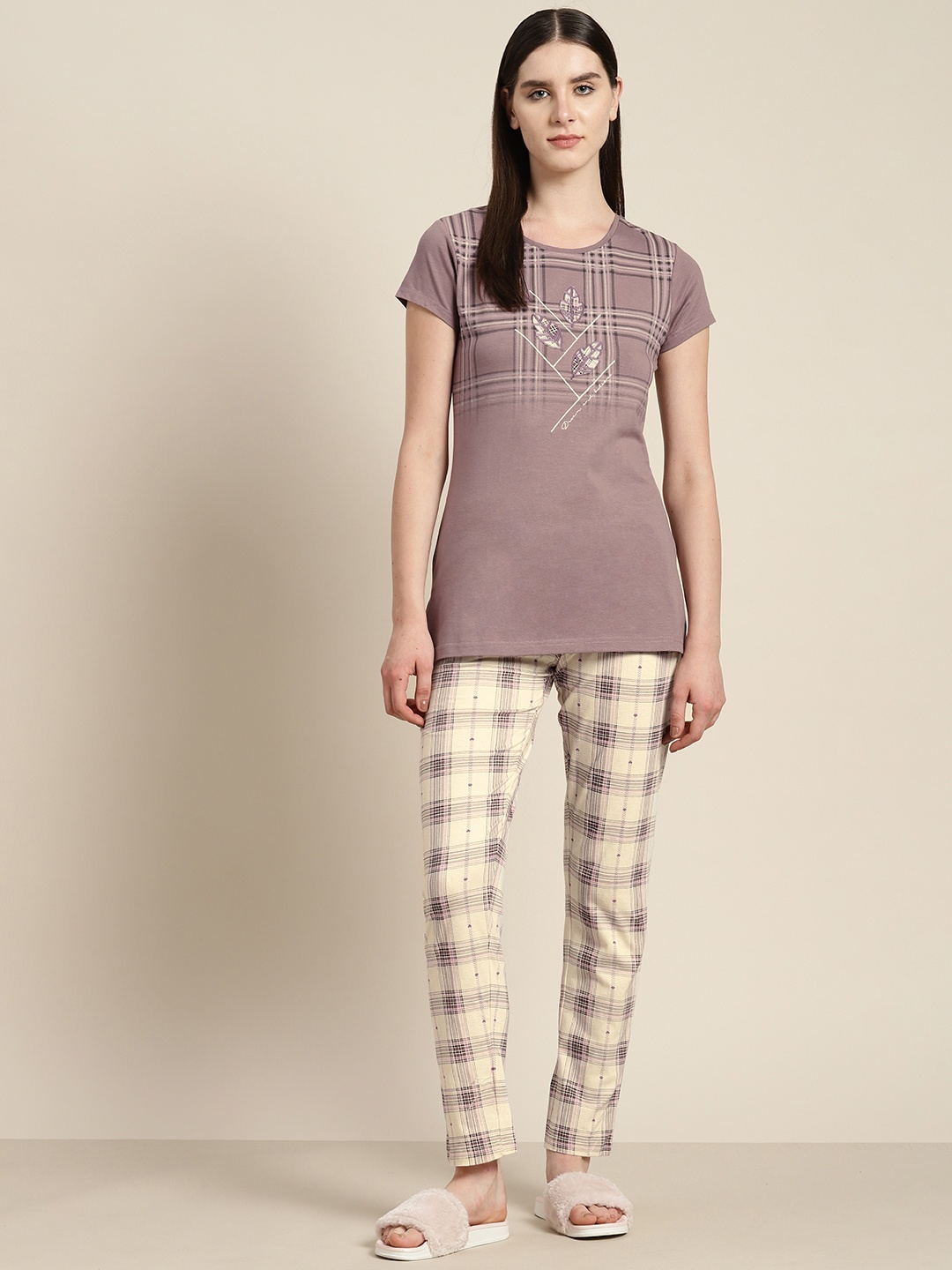 

Sweet Dreams Checked Pyjama Set, Mauve