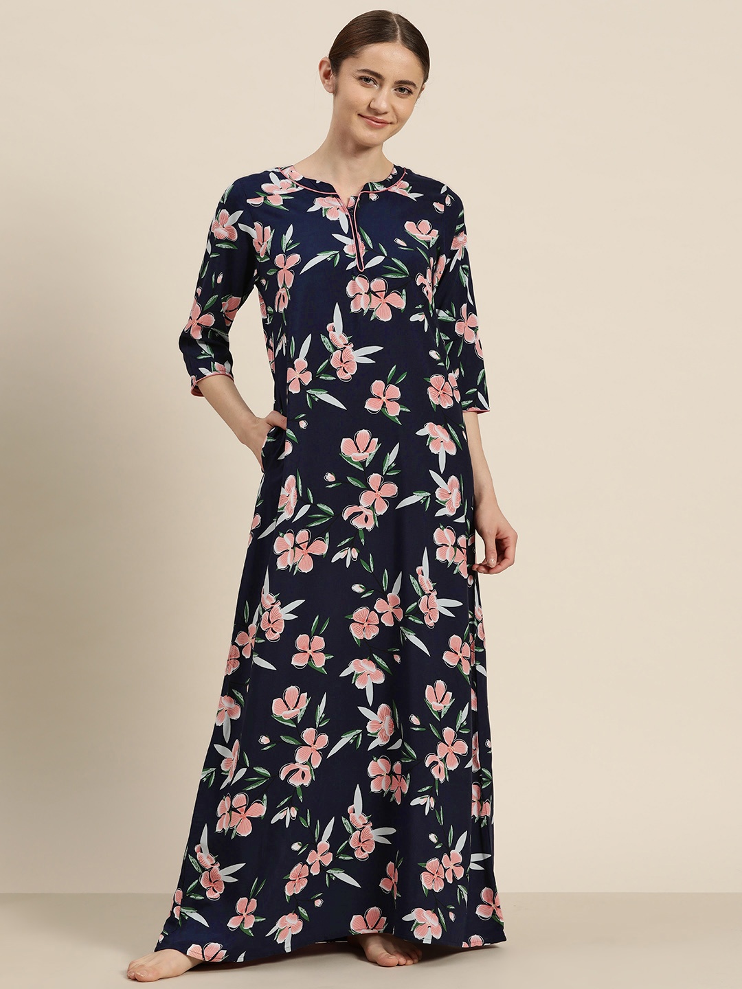 

Sweet Dreams Printed Maxi Nightdress, Navy blue