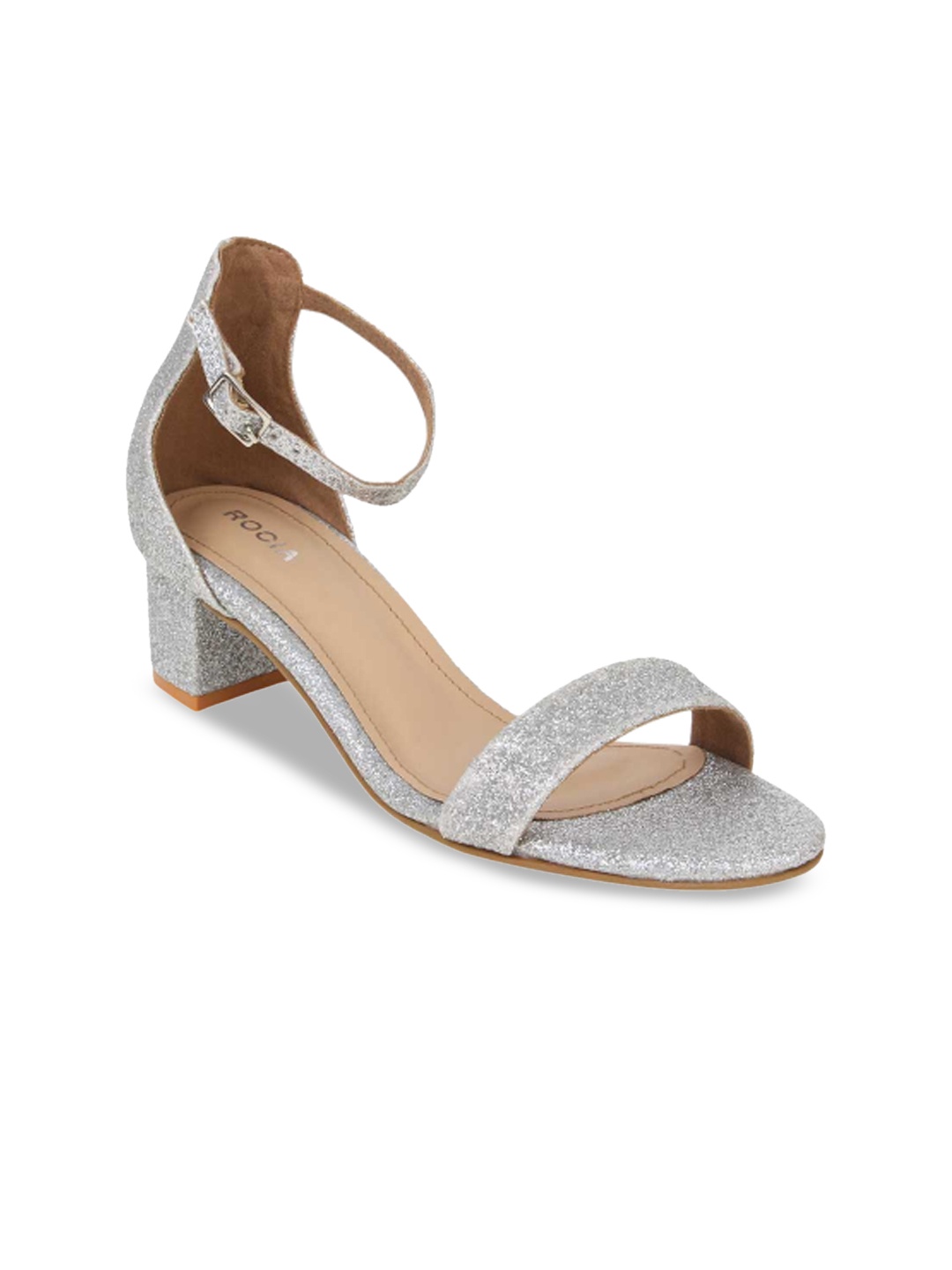 

Rocia Embellished Ankle Loop Block Heels, Silver