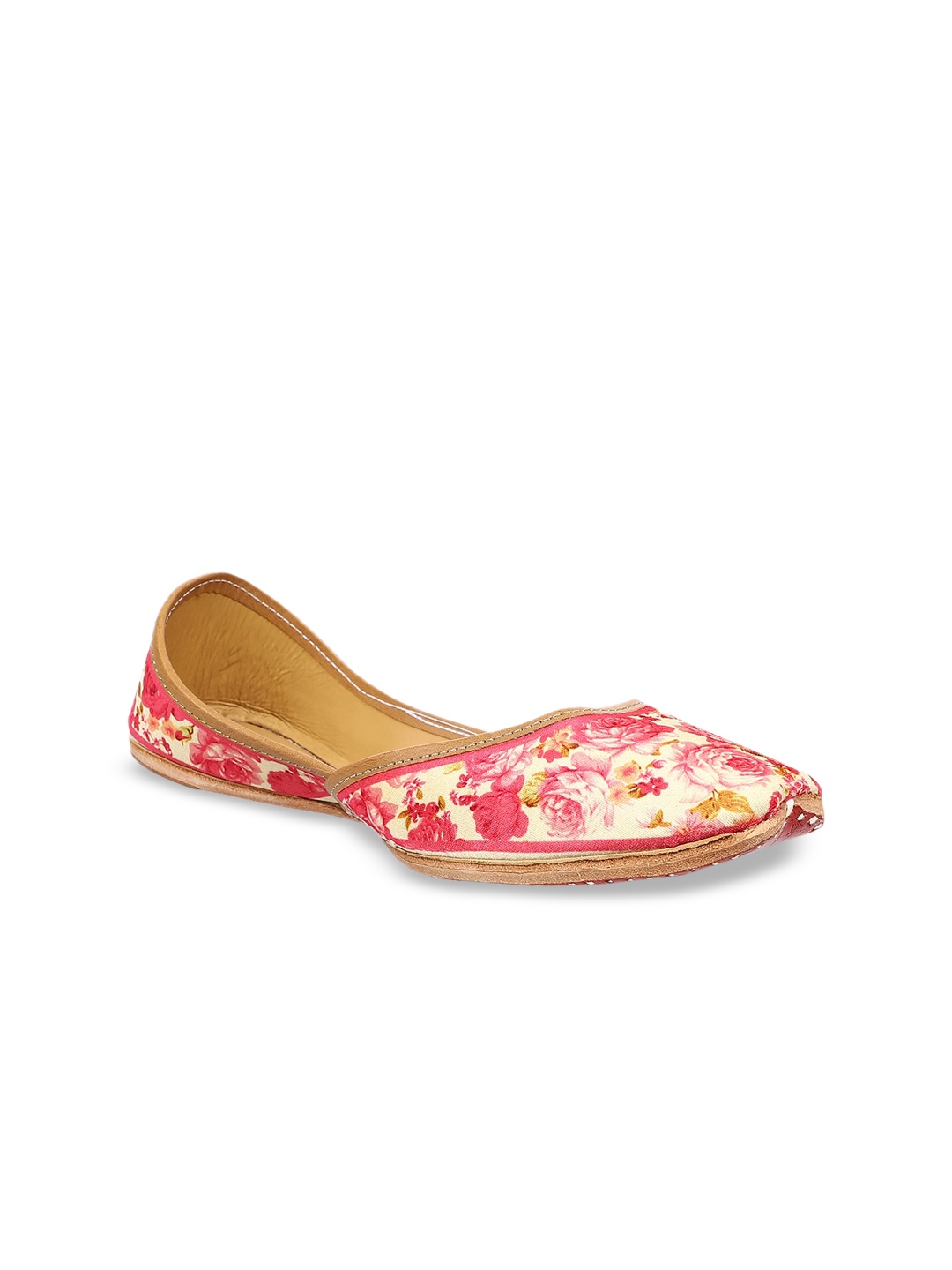 

Ta Chic Women Printed Leather Ethnic Mojaris Flats, Pink