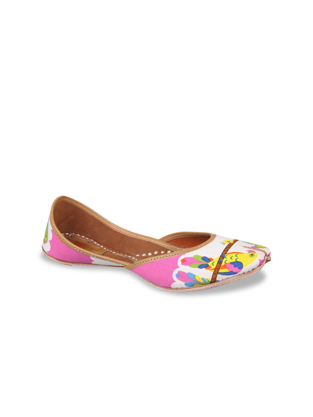 

Ta Chic Women Printed Leather Ethnic Mojaris, White