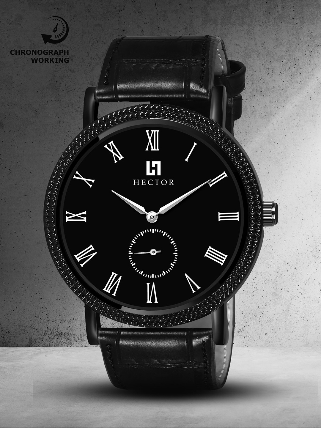 

HECTOR Men Black Brass Round Dial & Leather Straps Analogue Chronograph Watch HC27