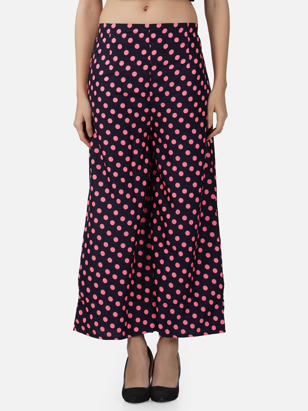 

BCZ Style Women Printed Flared Crepe Palazzos, Purple