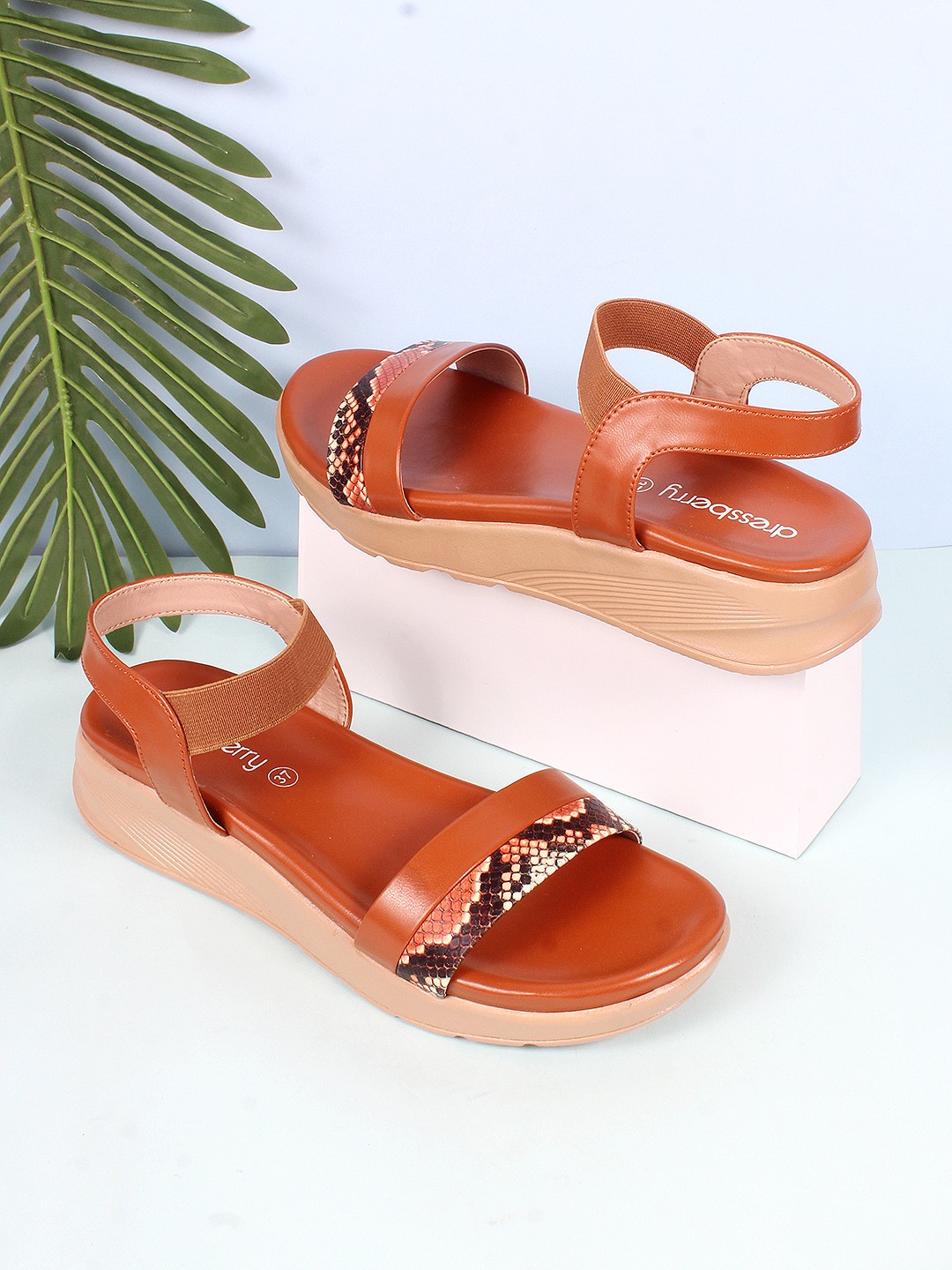 

DressBerry Women Air Max Printed Open Toe Flats, Tan