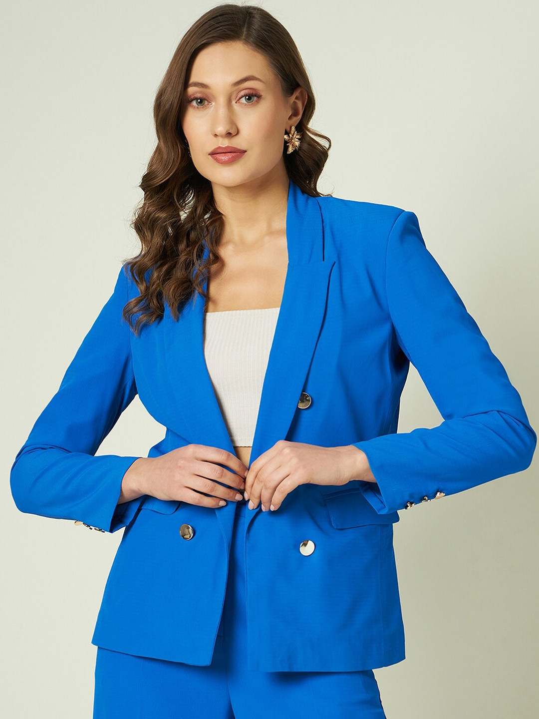 

JUNE & HARRY Women Comfort-Fit Single-Breasted Blazer, Blue
