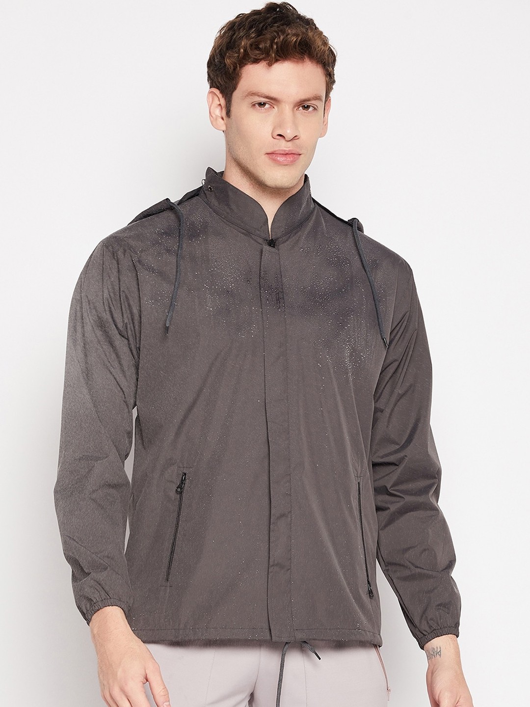

Okane Solid Windcheater and Water Resistant Bomber Jacket, Grey