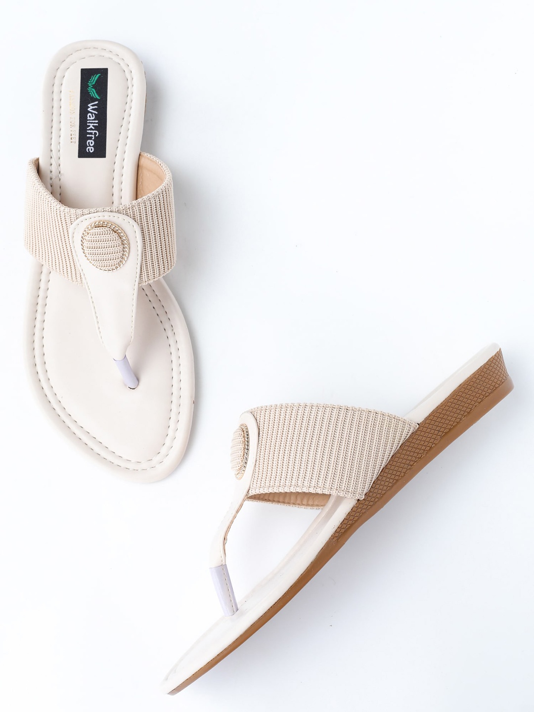 

Walkfree Women Textured Open Toe Flats, Beige