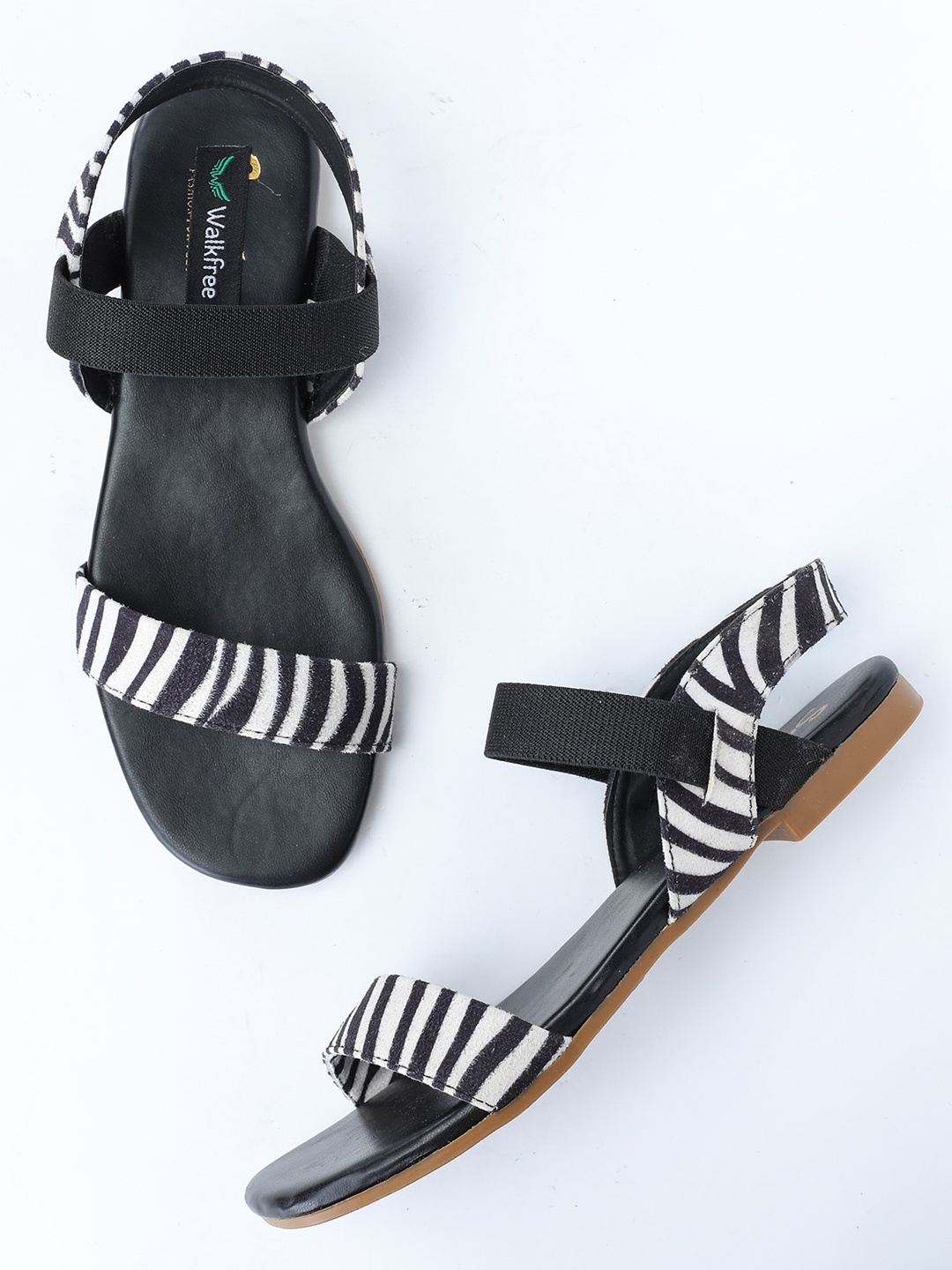 

Walkfree Women Striped Open Toe Flats, White