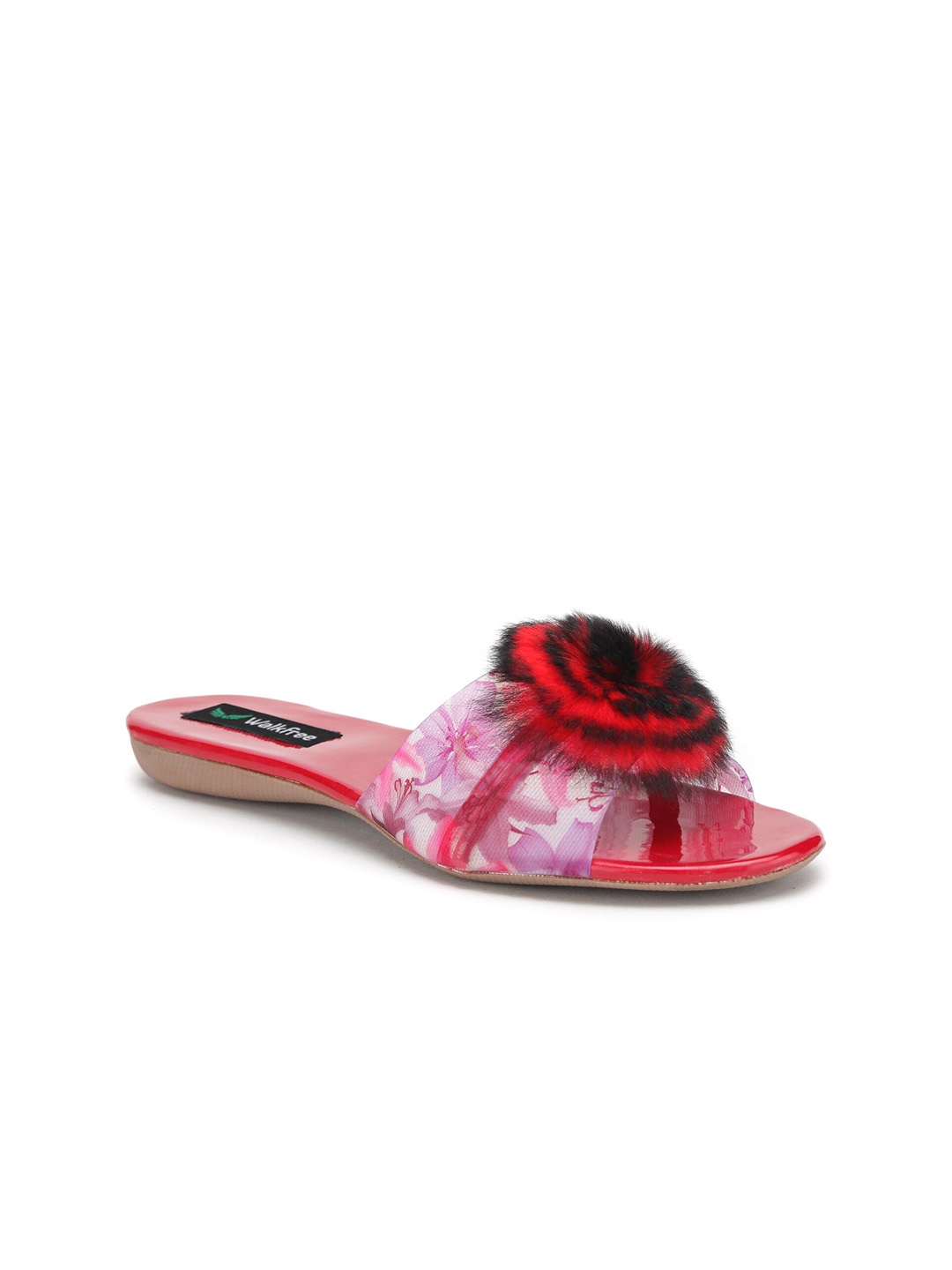 

Walkfree Women Printed Open Toe Flats With Bows, Red