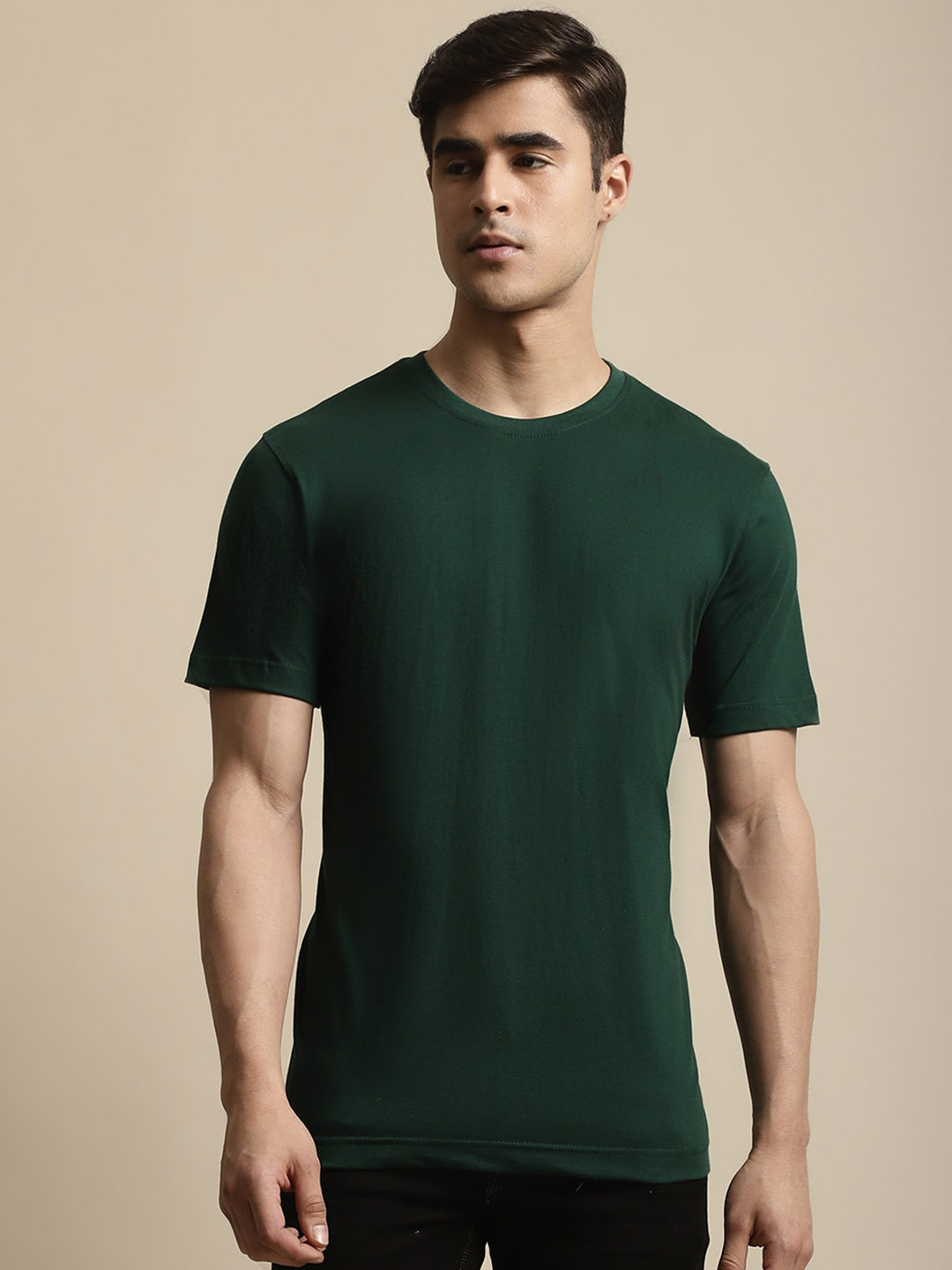 

Miaz Lifestyle Round Neck Pure Cotton T-shirt, Green
