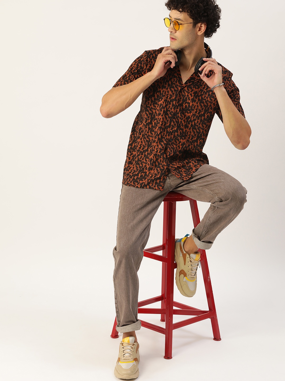 

Kook N Keech Classic Animal Printed Cuban Collar Casual Resort Shirt, Multi