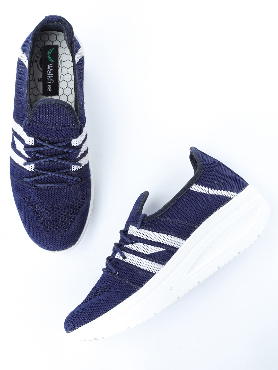 

Walkfree Women Striped Lace-Up Sneakers, Navy blue