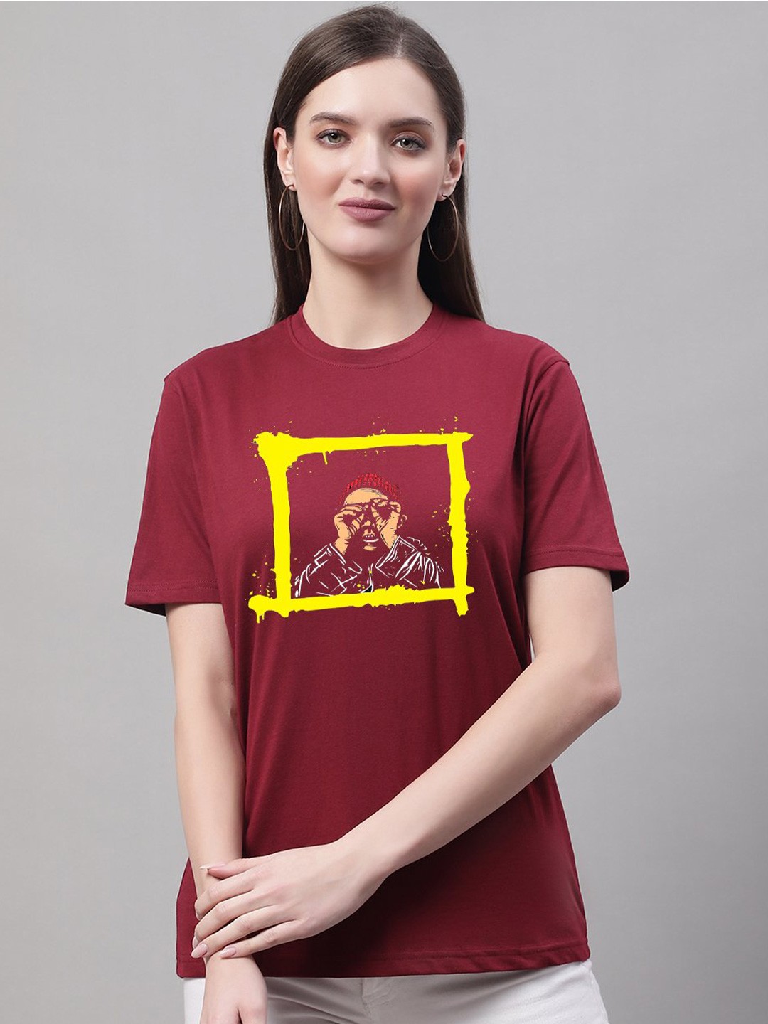 

borse lele Graphic Printed Pure Cotton T-shirt, Maroon