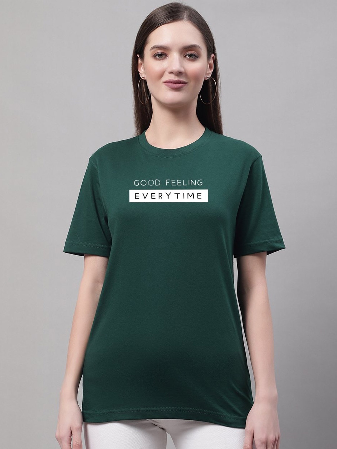

borse lele Typography Printed Pure Cotton T-shirt, Green