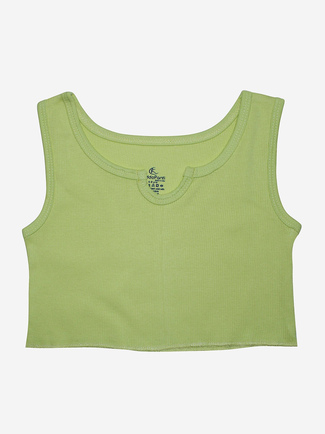 

KiddoPanti Girls Notched Neck Tank Crop Top, Lime green