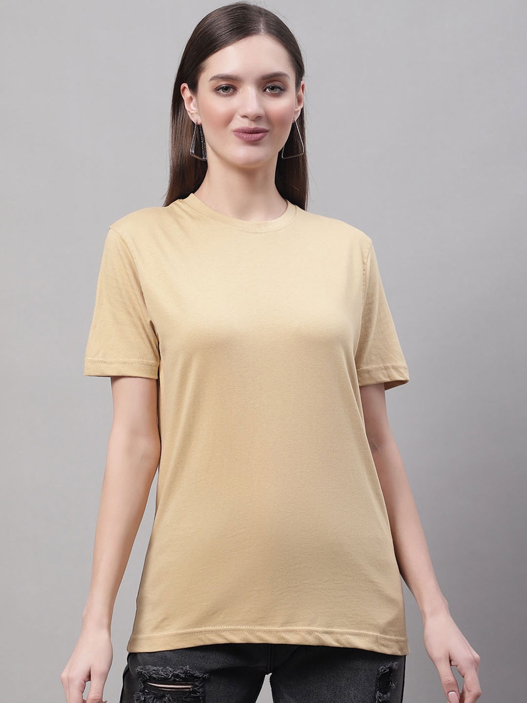 

borse lele Regular Fit Pure Cotton T-shirt, Beige