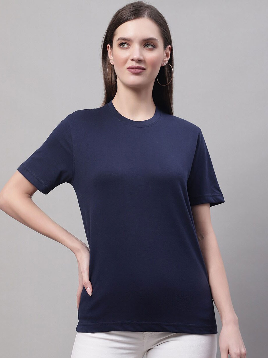 

borse lele Regular Fit Pure Cotton T-shirt, Navy blue