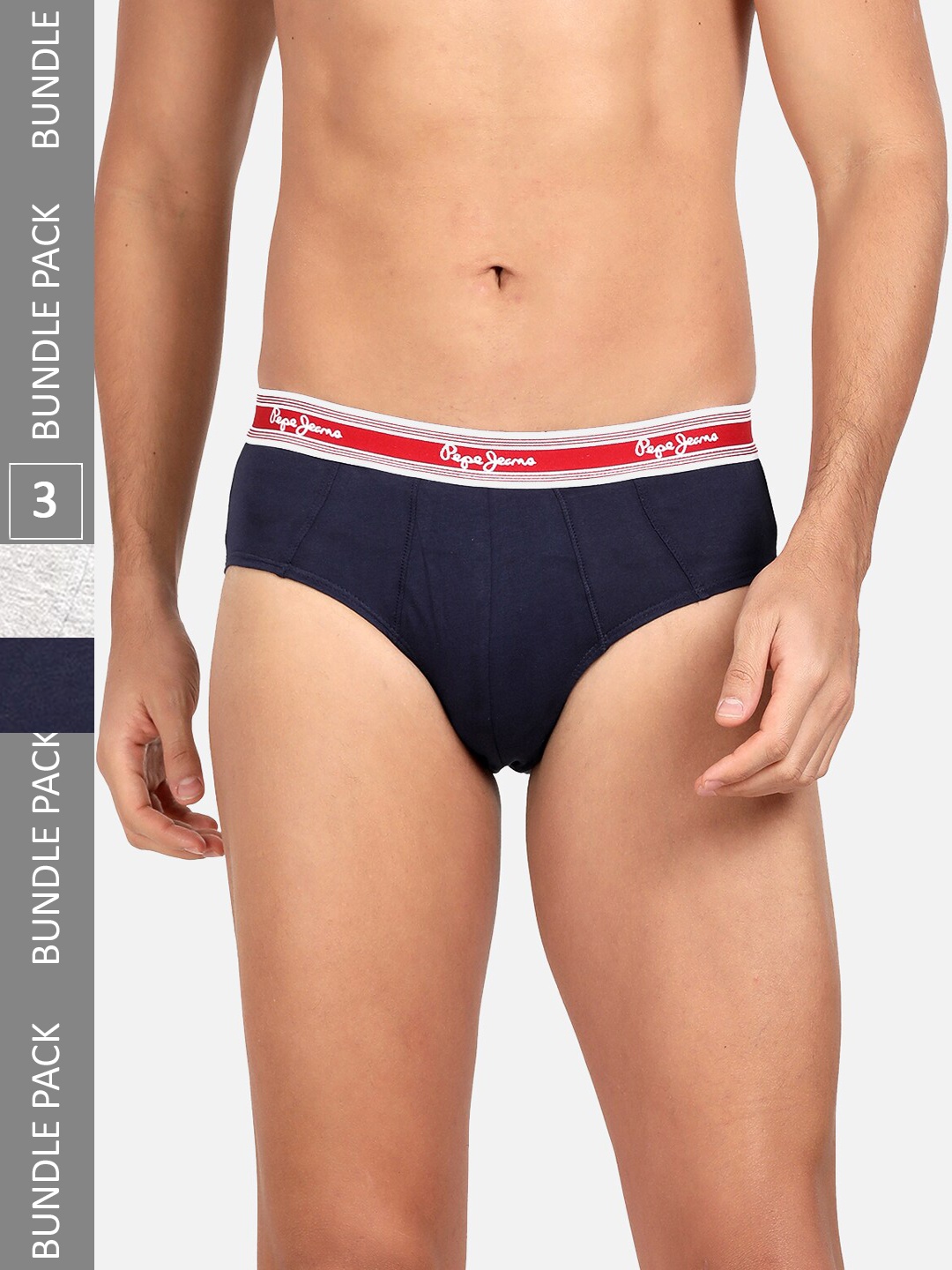 

Pepe Jeans Men Pack Of 3 Cotton Basic Briefs, Blue