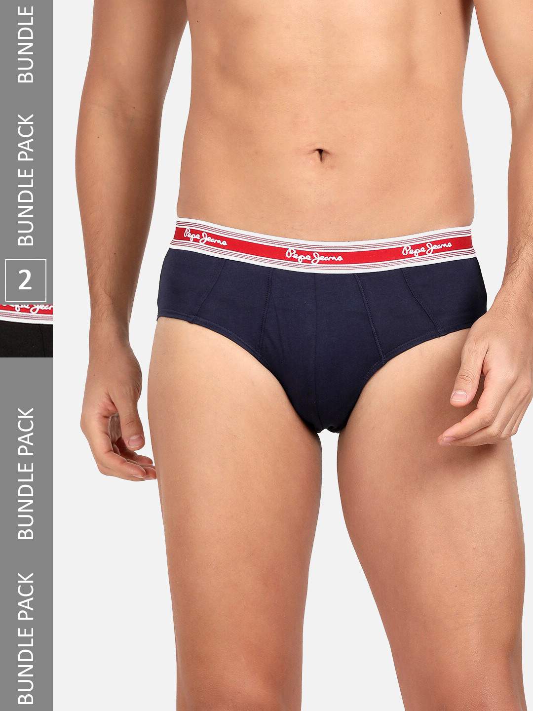 

Pepe Jeans Men Pack Of 2 Brand Logo Printed Breathable Cotton Basic Briefs CLB03-BLACK