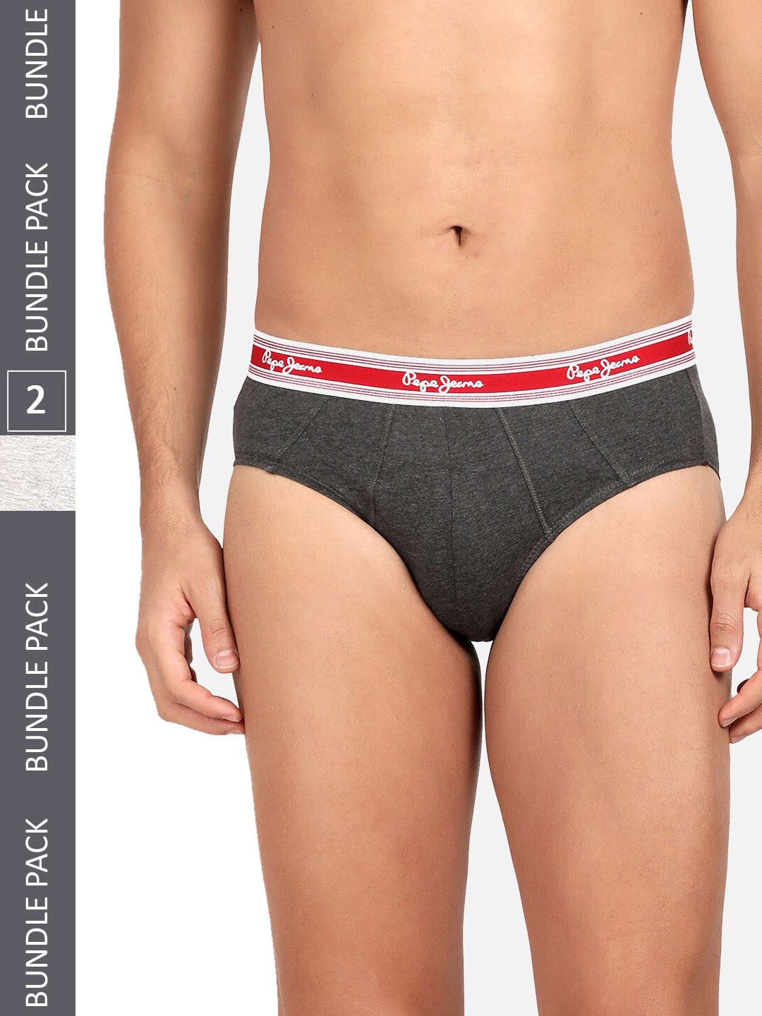 

Pepe Jeans Men Pack Of 2 Cotton Breathable Basic Briefs, Grey