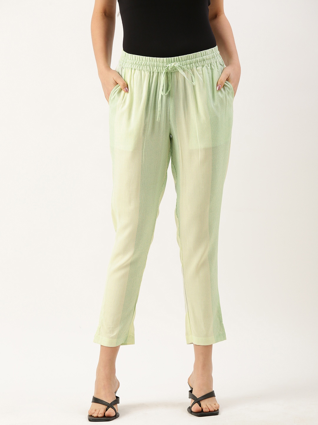 

AMUKTI Striped Pencil Trousers, Green