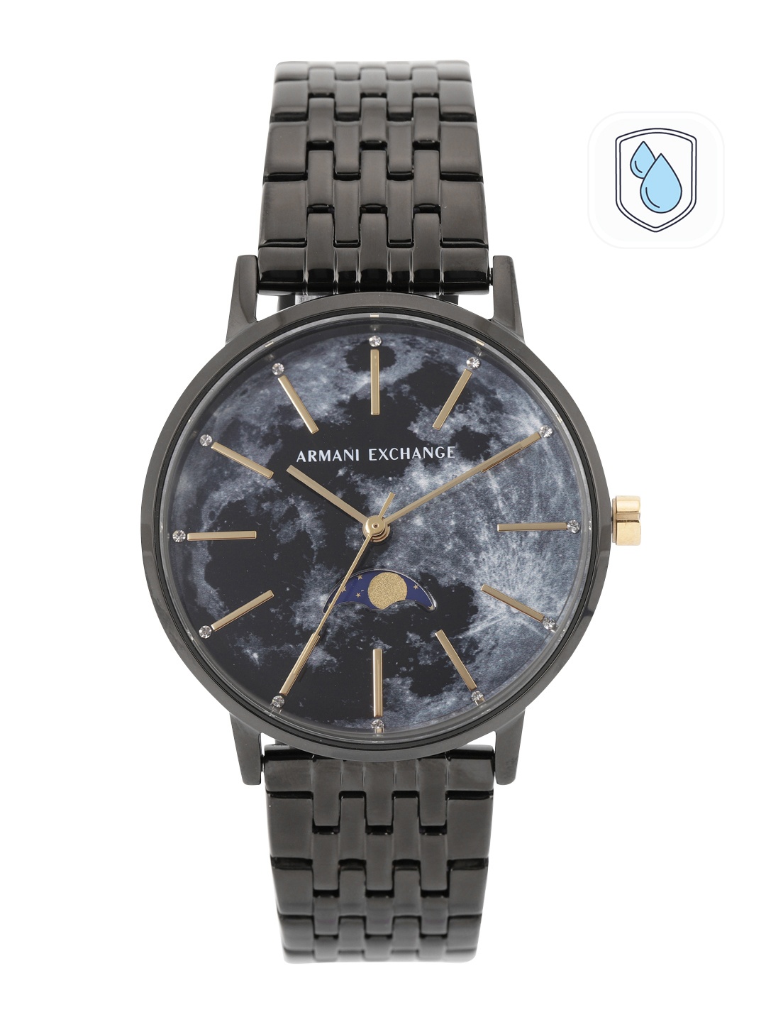 

Armani Exchange Women Printed Dial & Stainless Steel Bracelet Style Analogue Watch AX5587, Black
